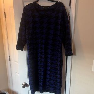 New York & Company Navy and Black Long Sleeve Dress